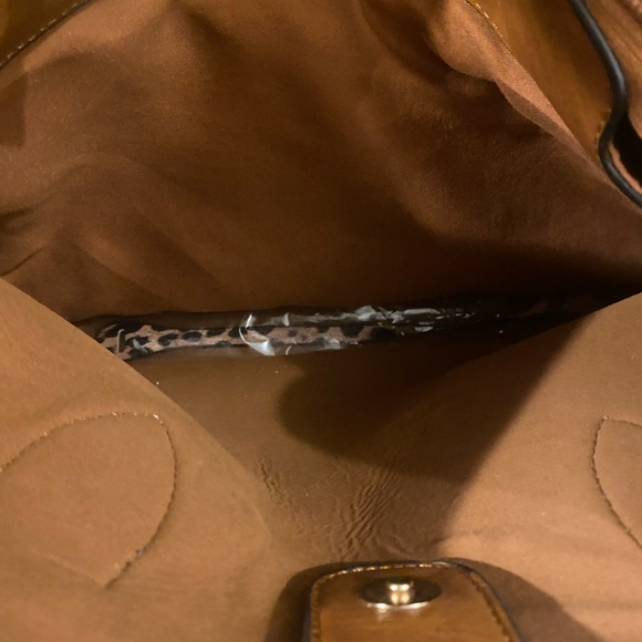 Brown Shoulder Bag with Animal Print Handles - Picture 10 of 13